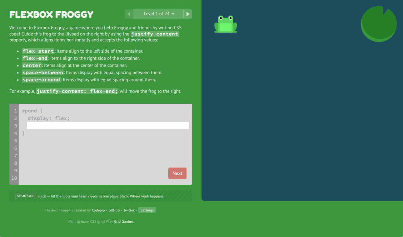 Flexbox Froggy Screenshot