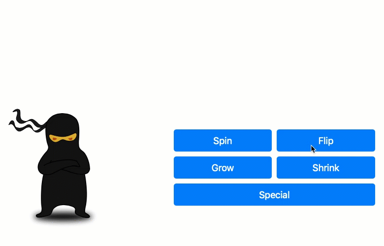 Animated Gif demonstrating the action the ninja does when clicking the flip button.